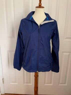 L.L. Bean Blue Hooded Windbreaker Full Zip Zipped Pockets Women's XS Regular
